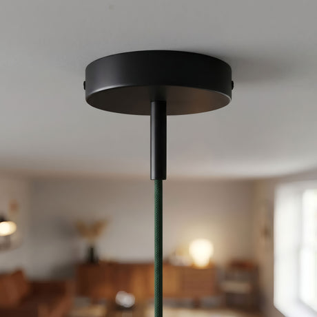 Cilindrische metalen plafondkap met trekontlasting van 7 cm — Zwart