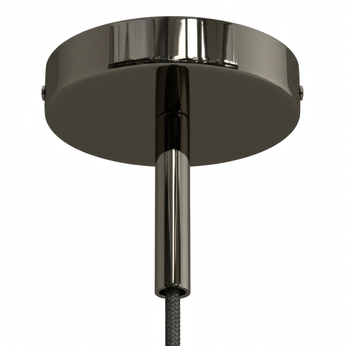 Cilindrische metalen plafondkap met trekontlasting van 7 cm — Zwarte parel