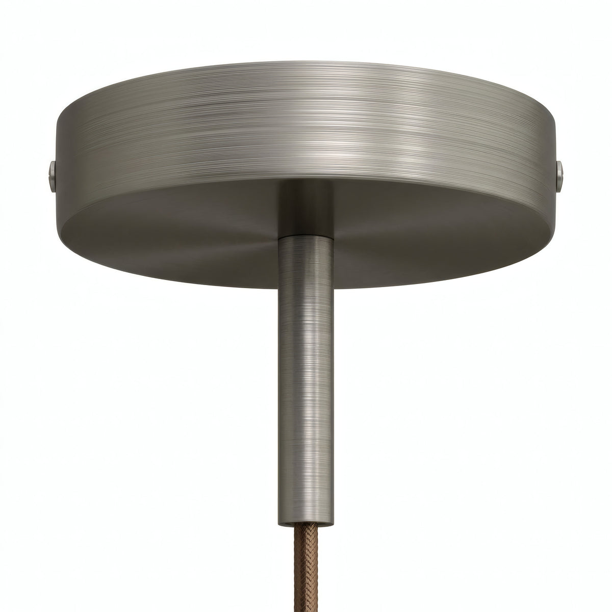 Cilindrische metalen plafondkap met trekontlasting van 7 cm — Satijn titanium