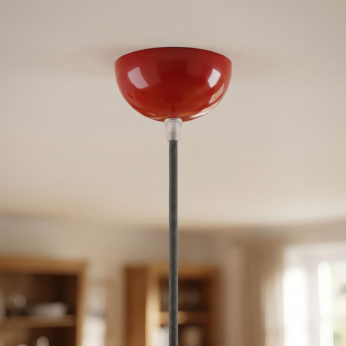 Halfronde plafondkap van metaal, Ø 100 mm — Rood