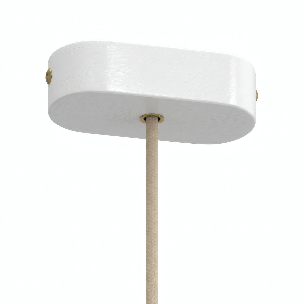 Ovale plafondkap van hout, 120 × 51 mm — Wit