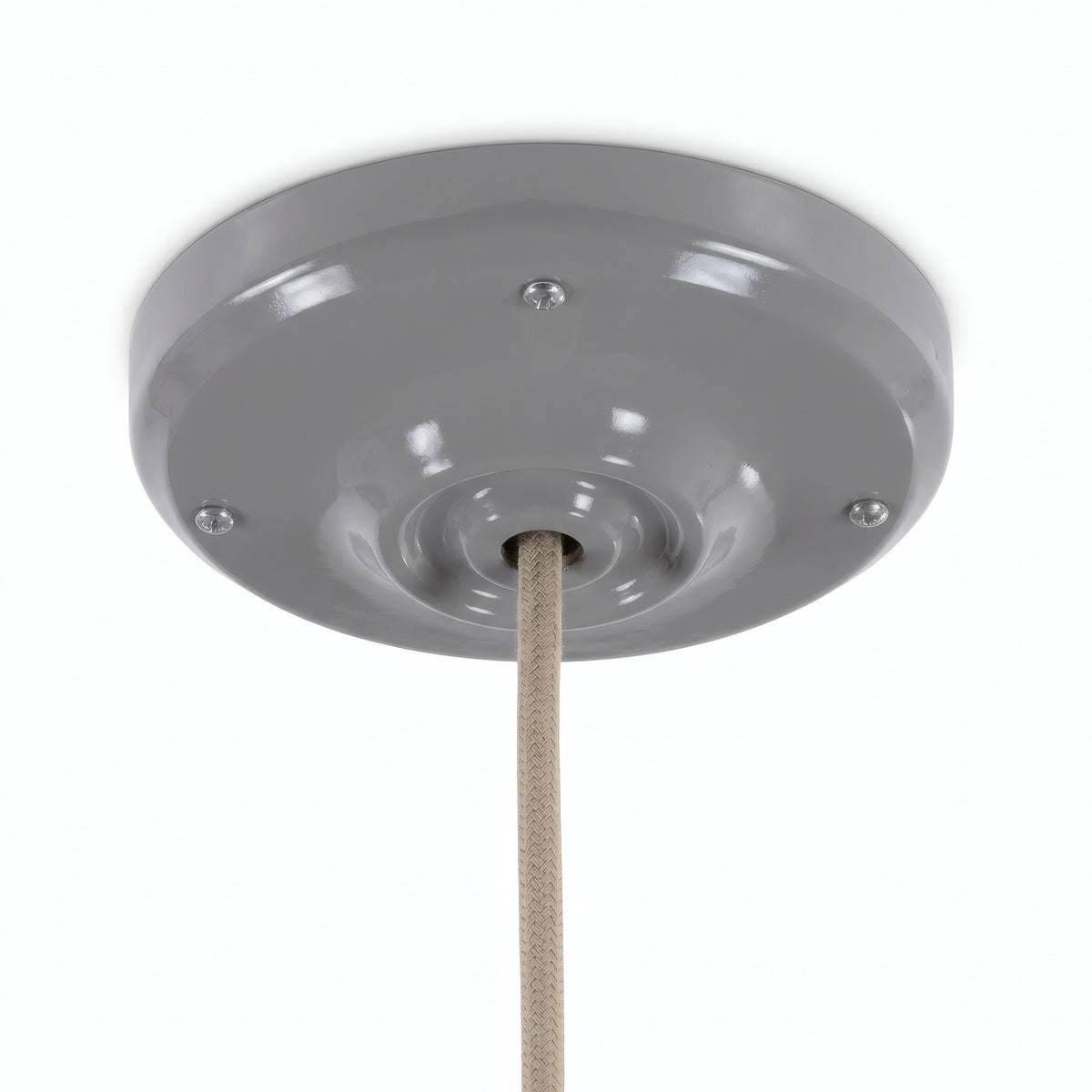 Porseleinen plafondkap met bevestigingsset, Ø 105 mm — Grijs
