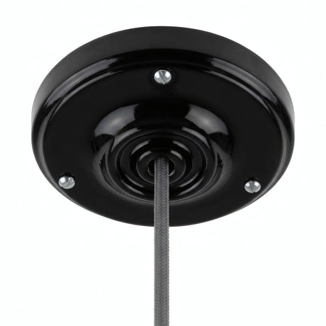 Porseleinen plafondkap met bevestigingsset, Ø 105 mm — Zwart
