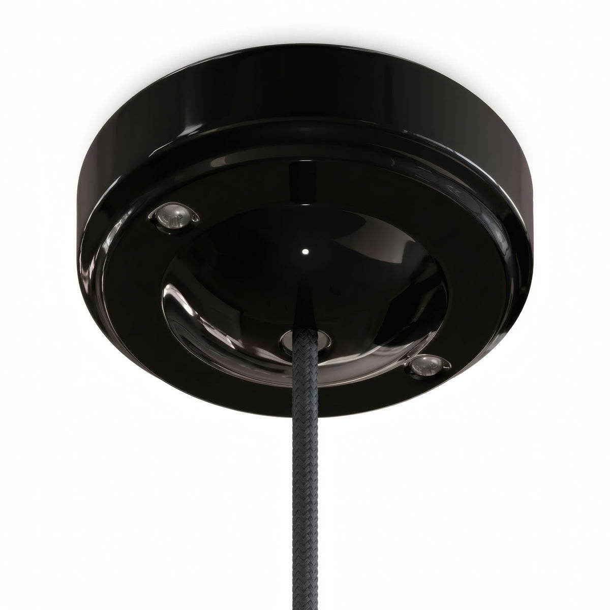 Minimalistische porseleinen plafondkap, Ø 100 mm — Zwart