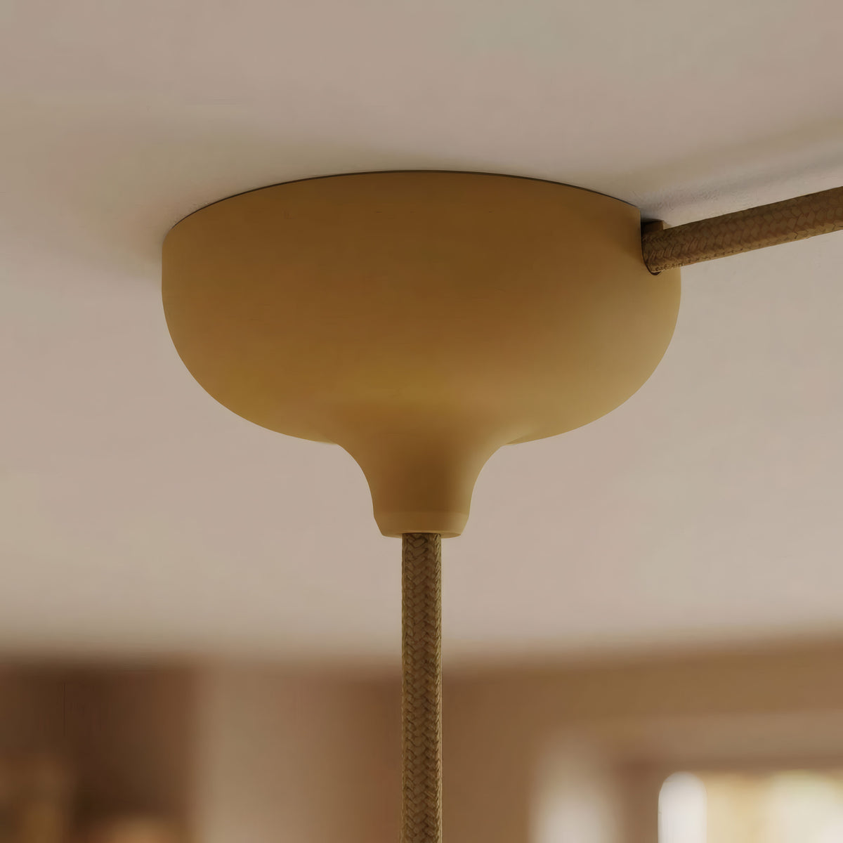 Siliconen plafondkap Ø 88 mm, centrale opening en zijuitgang — Mosterdgeel