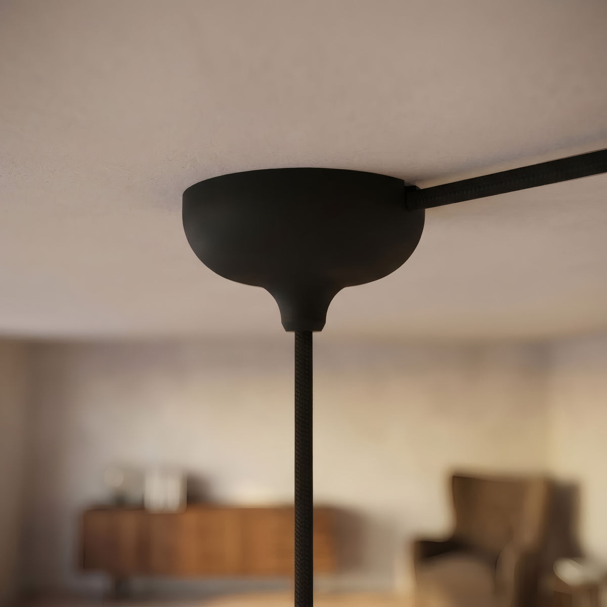Siliconen plafondkap Ø 88 mm, centrale opening en zijuitgang — Zwart