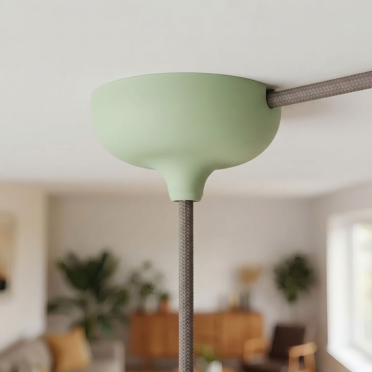 Siliconen plafondkap Ø 88 mm, centrale opening en zijuitgang — Grasgroen