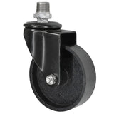 Zwart industrieel zwenkwiel met gietijzeren wiel van 100 mm, 1/2'' (15x21mm) buitendraad, fitting van gegalvaniseerd gietijzer