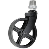 Zwart industrieel zwenkwiel met metalen wiel van 90 mm, 1/2'' (15x21mm) buitendraad, fitting van gegalvaniseerd gietijzer