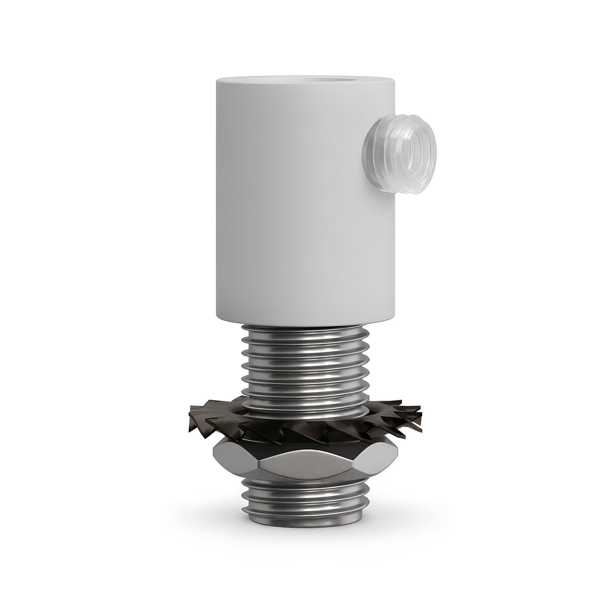 Cilindrische metalen trekontlasting M10x1, moer en ring — Wit