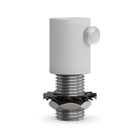 Cilindrische metalen trekontlasting M10x1, moer en ring — Wit