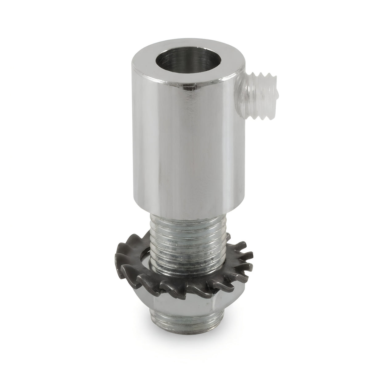 Cilindrische metalen trekontlasting M10x1, moer en ring — Chroom