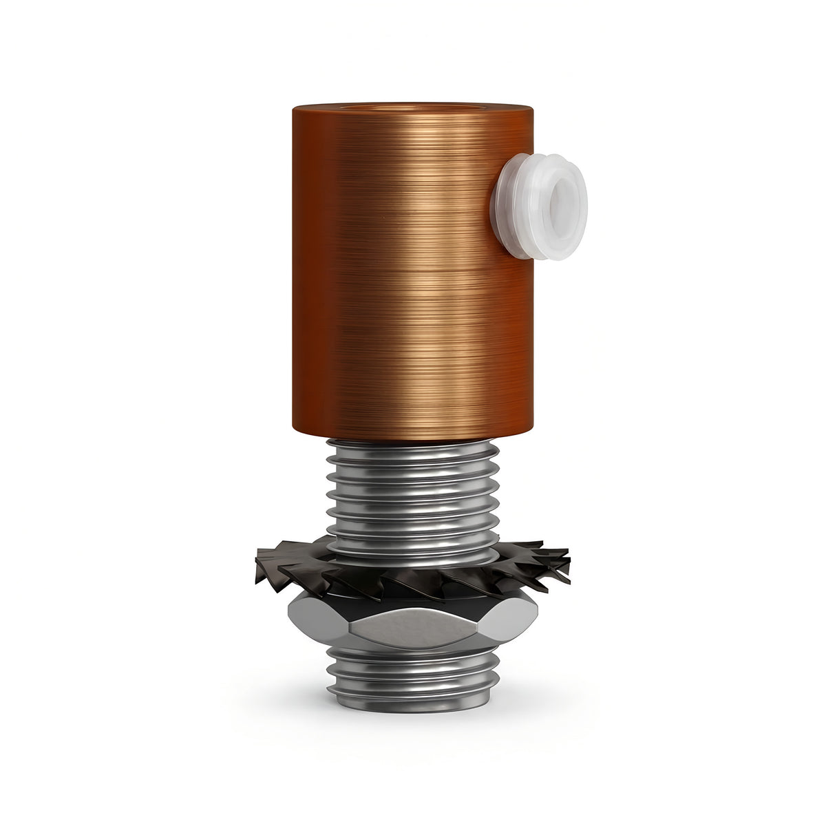 Cilindrische metalen trekontlasting M10x1, moer en ring — Satijn koper