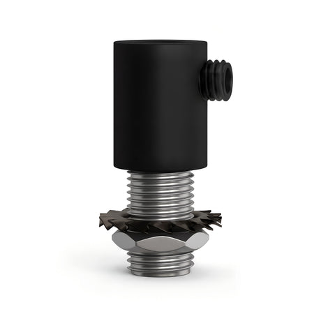 Cilindrische metalen trekontlasting M10x1, moer en ring — Zwart