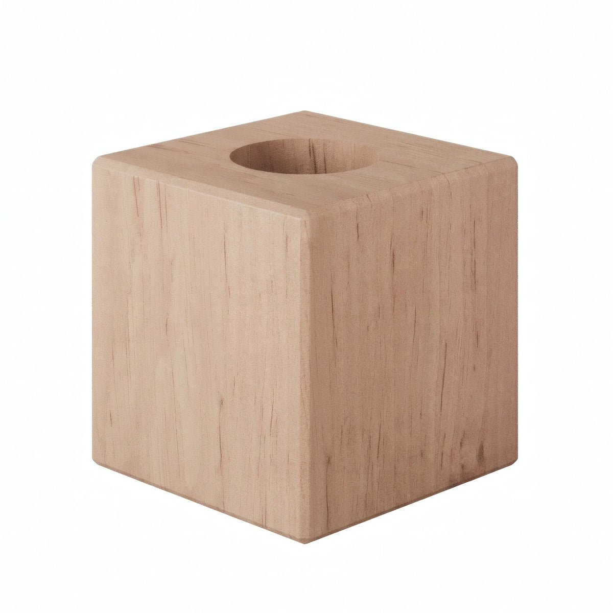 Kubusvormige lampvoet van elzenhout voor E27-fitting — Naturel hout