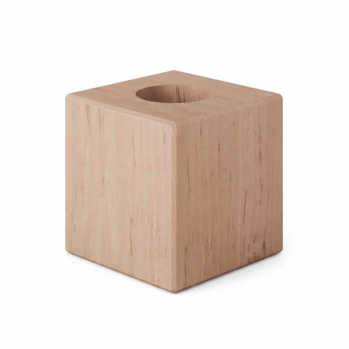 Kubusvormige lampvoet van elzenhout voor E27-fitting — Naturel hout