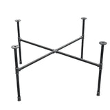 Industrieel gietijzeren salontafelonderstel, kruispoten, 108 × 108 cm, hoogte 52 cm, driekwartaanzicht
