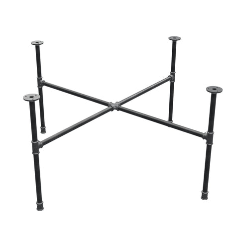 Industrieel gietijzeren salontafelonderstel, kruispoten, 95 × 95 cm, hoogte 52 cm, driekwartaanzicht