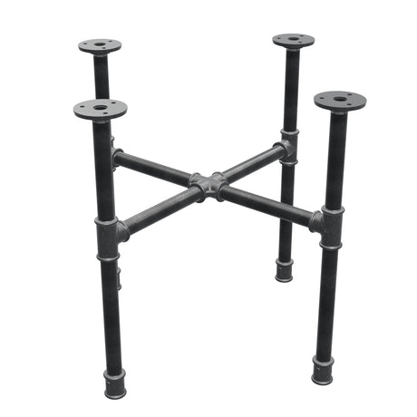Industrieel gietijzeren salontafelonderstel, kruispoten, 45 × 45 cm, hoogte 42 cm, driekwartaanzicht