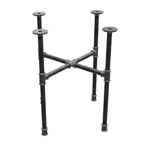Industrieel gietijzeren salontafelonderstel, kruispoten, 45 × 45 cm, hoogte 52 cm, driekwartaanzicht
