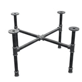 Industrieel gietijzeren salontafelonderstel, kruispoten, 58 × 58 cm, hoogte 32 cm, driekwartaanzicht