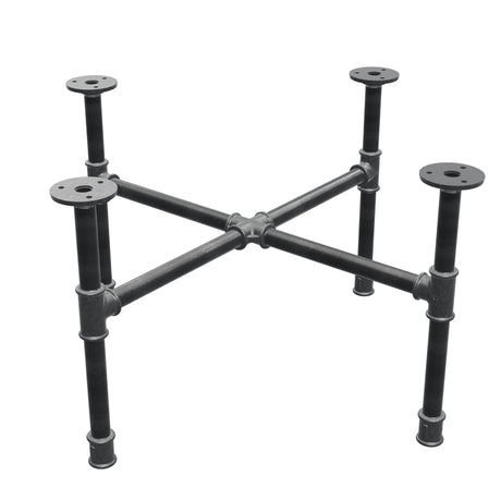 Industrieel gietijzeren salontafelonderstel, kruispoten, 55 × 55 cm, hoogte 32 cm, driekwartaanzicht