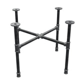 Industrieel gietijzeren salontafelonderstel, kruispoten, 58 × 58 cm, hoogte 42 cm, driekwartaanzicht