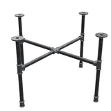 Industrieel gietijzeren salontafelonderstel, kruispoten, 68 × 68 cm, hoogte 42 cm, driekwartaanzicht