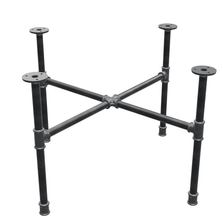 Industrieel gietijzeren salontafelonderstel, kruispoten, 65 × 65 cm, hoogte 42 cm, driekwartaanzicht