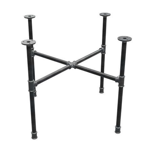 Industrieel gietijzeren salontafelonderstel, kruispoten, 65 × 65 cm, hoogte 52 cm, driekwartaanzicht