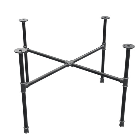 Industrieel gietijzeren salontafelonderstel, kruispoten, 75 × 75 cm, hoogte 52 cm, driekwartaanzicht