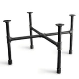 Piètement de table basse en raccords de plomberie fonte, structure en croix vue de dessus