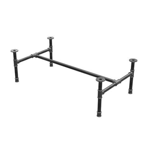 Salontafelonderstel van gietijzer, H-vorm, 101 × 55 cm, hoogte 32 cm, driekwartaanzicht