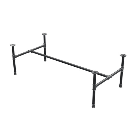 Salontafelonderstel van gietijzer, H-vorm, 131 × 65 cm, hoogte 42 cm, driekwartaanzicht