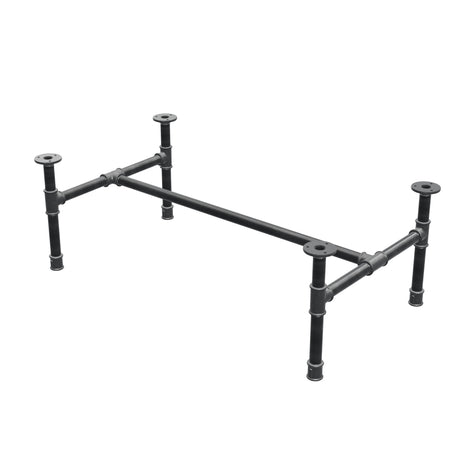 Salontafelonderstel van gietijzer, H-vorm, 91 × 51 cm, hoogte 32 cm, driekwartaanzicht