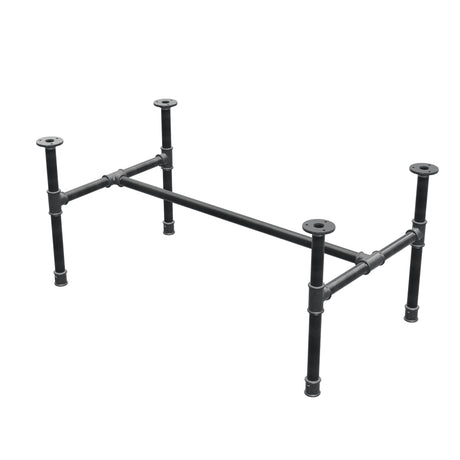 Salontafelonderstel van gietijzer, H-vorm, 91 × 51 cm, hoogte 42 cm, driekwartaanzicht