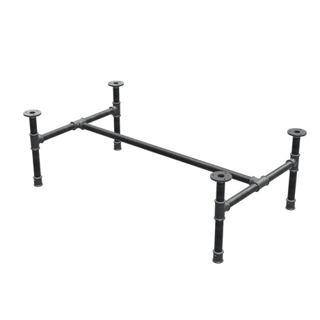 Salontafelonderstel van gietijzer, H-vorm, 96 × 55 cm, hoogte 32 cm, driekwartaanzicht