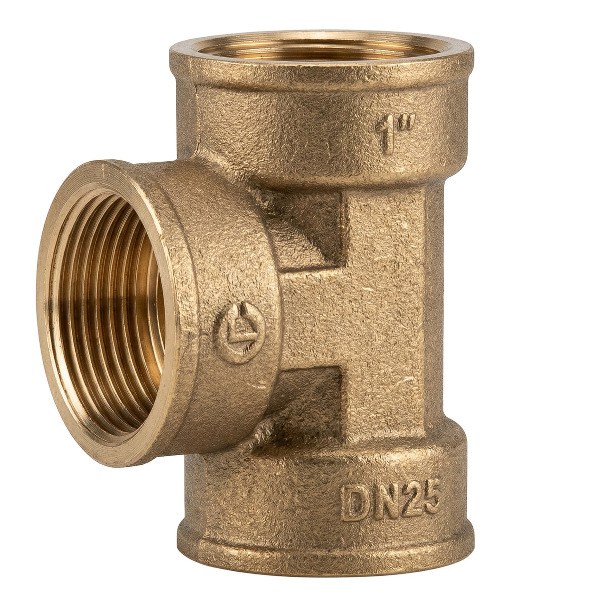 T-stuk gelijk vrouw-vrouw-vrouw van messing CW617N BSP - vooraanzicht