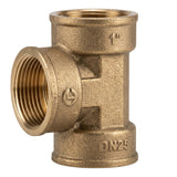 T-stuk gelijk vrouw-vrouw-vrouw van messing CW617N BSP - vooraanzicht