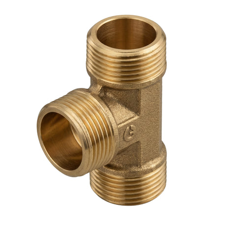 Té mâle-femelle-femelle en laiton CW617N BSP - vue isométrique
