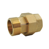 Schroefkoppeling met vlakke aansluiting man-vrouw EPDM pakking in messing CW617N BSP - isometrisch zicht 3/4