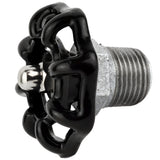 Zwart handwiel 52 mm op halve nippel, 1/2'' met roestvrijstalen moer, fitting van gegalvaniseerd gietijzer