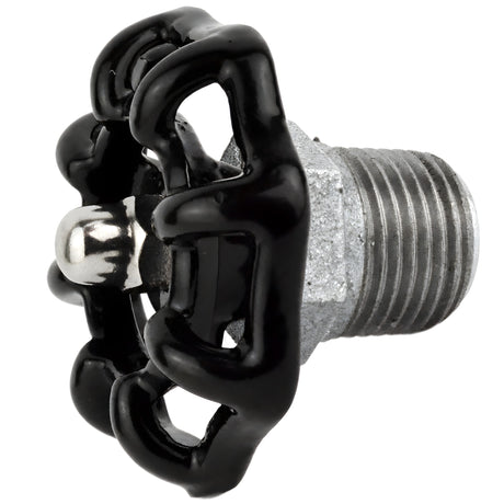 Zwart handwiel 52 mm op halve nippel, 1/2'' met roestvrijstalen moer, fitting van gegalvaniseerd gietijzer