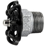 Zwart handwiel 52 mm op halve nippel, roestvrijstalen moer, fitting van gegalvaniseerd gietijzer