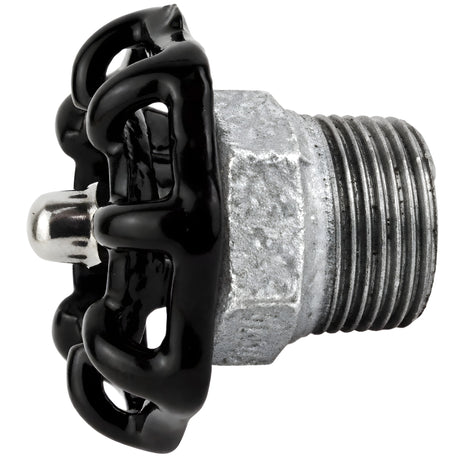 Zwart handwiel 52 mm op halve nippel, roestvrijstalen moer, fitting van gegalvaniseerd gietijzer