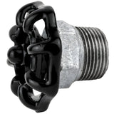 Zwart handwiel 52 mm op halve nippel, zwarte moer, fitting van gegalvaniseerd gietijzer