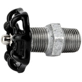 Zwart handwiel 52 mm op nippel, 1/2'' met roestvrijstalen moer, fitting van gegalvaniseerd gietijzer