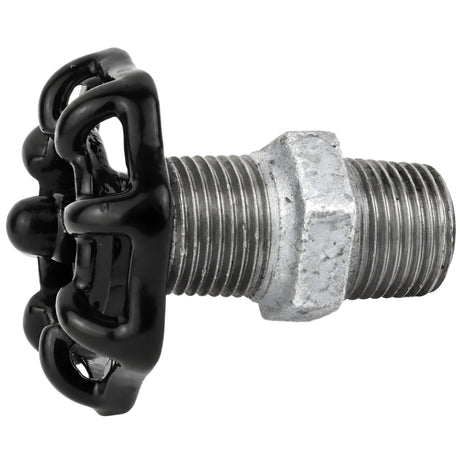 Zwart handwiel 52 mm op nippel, 1/2'' met zwarte moer, fitting van gegalvaniseerd gietijzer