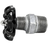 Zwart handwiel 52 mm op nippel, roestvrijstalen moer, fitting van gegalvaniseerd gietijzer