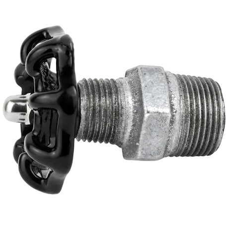 Zwart handwiel 52 mm op nippel, roestvrijstalen moer, fitting van gegalvaniseerd gietijzer